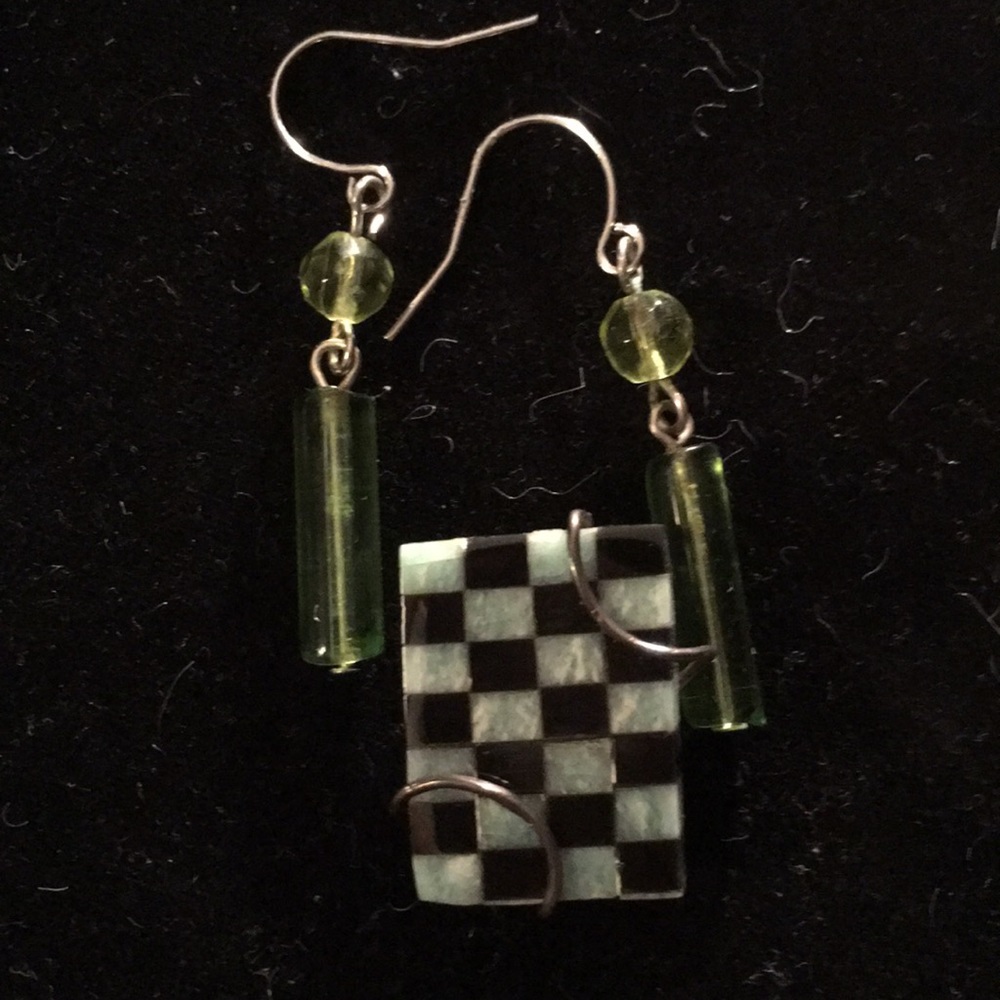 Glass wired pierced earrings with a custom pendant